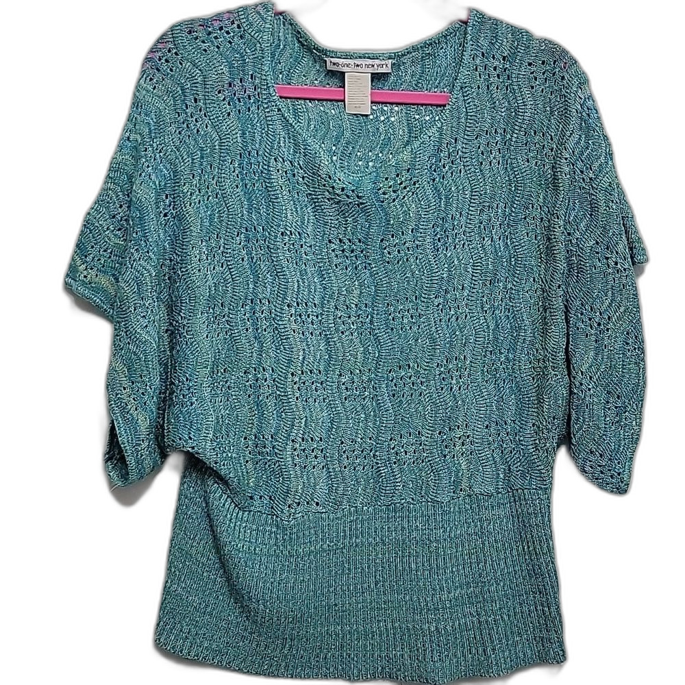 212 New York Two One Two Knit Sweater XLG Blue Size XL